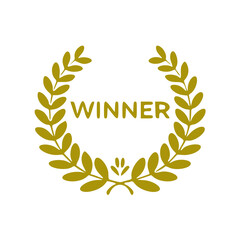 Golden winner's wreath of leaves on transparent background. Vector