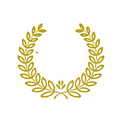Obraz premium Golden winner's wreath of leaves on transparent background. Vector
