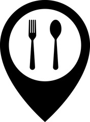 Restaurant location icon. Cutlery icon. Spoon, forks, knife. Vector illustration. Vector illustration.