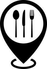 Restaurant location icon. Cutlery icon. Spoon, forks, knife. Vector illustration. Vector illustration.