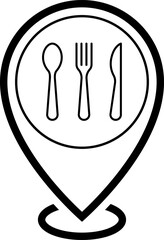 Restaurant location icon. Cutlery icon. Spoon, forks, knife. Vector illustration. Vector illustration.