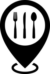 Restaurant location icon. Cutlery icon. Spoon, forks, knife. Vector illustration. Vector illustration.
