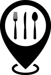 Restaurant location icon. Cutlery icon. Spoon, forks, knife. Vector illustration. Vector illustration.