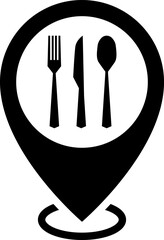 Restaurant location icon. Cutlery icon. Spoon, forks, knife. Vector illustration. Vector illustration.