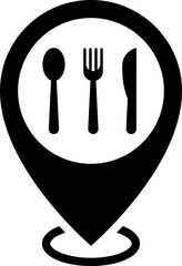 Restaurant location icon. Cutlery icon. Spoon, forks, knife. Vector illustration. Vector illustration.