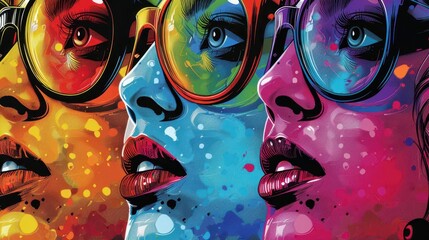Obraz premium Cultural exchange event, Pop Art, Vibrant, Illustration, Highlighting sharing and learning