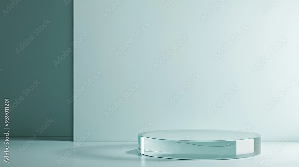 Poster the composition features a clear glass surface highlighted in a minimalist studio, emphasizing simpl