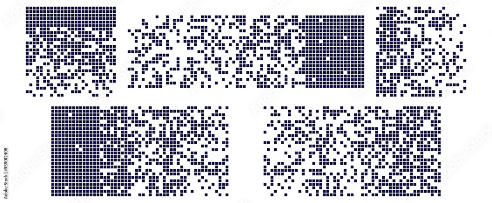 Aufkleber pixel disintegration background with decay effect. design featuring dispersed square particles creat