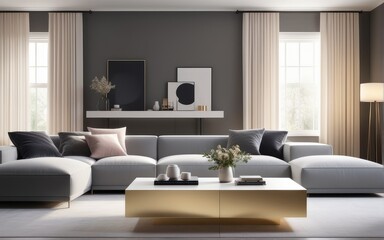 Model interior design of living room (3D Render)
