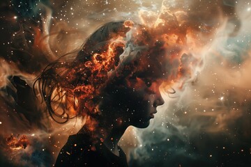 illustration of a girl with a burning head