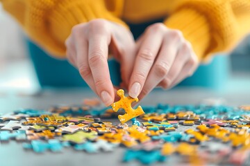 hand holding puzzle piece