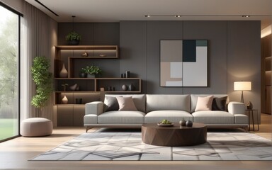 Model interior design of living room (3D Render)