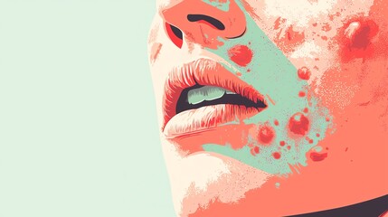 Obraz premium An abstract portrait emphasizing skin texture and color, highlighting imperfections in a vibrant artistic style.