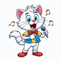 Singing cat art vector illustration