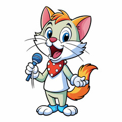 Singing cat art vector illustration
