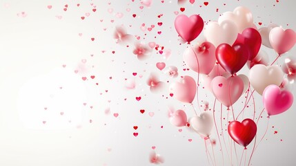 Beautiful Falling red hearts confetti illustration for Valentines day concept with heart pattern background, greeting card, banners, poster, wallpapers
