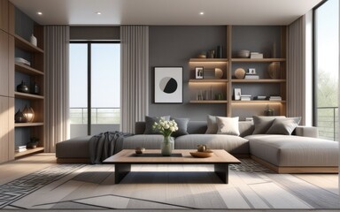 Model interior design of living room (3D Render)