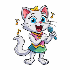 Singing cat art vector illustration