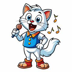 Singing cat art vector illustration