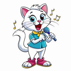 Singing cat art vector illustration