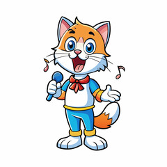 Singing cat art vector illustration