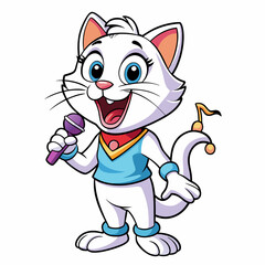 Singing cat art vector illustration