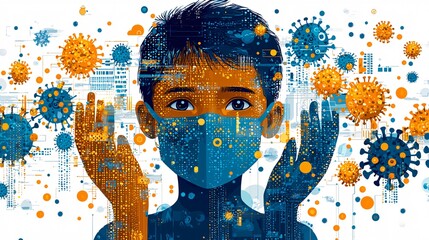 A poster promoting hygiene practices to prevent the spread of Monkeypox, with icons of handwashing, mask-wearing, and avoiding contact.