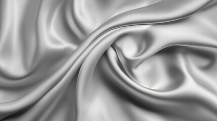 Obraz premium Close-up light gray satin fabric texture. Concept of gradient, luxury, fabric curve, fashion, fibers, and textiles. Wavy satin for texture background. Generative ai