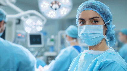 Female Surgeon in Operating Room Focused on Procedure Preparation
