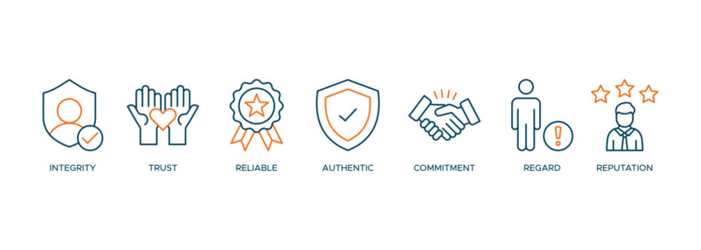 Credibility icon vector illustration banner web concept with icon of integrity, trust, reliable, authentic, commitment, regard, and reputation