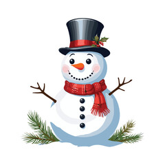 Festive Snowman with Holly and Red Scarf