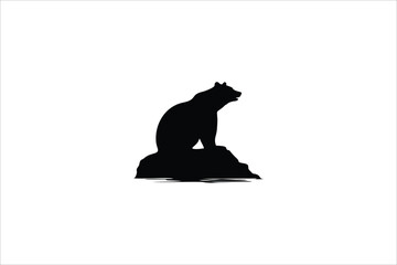 silhouette of the wild bear animal nature vector illustration.