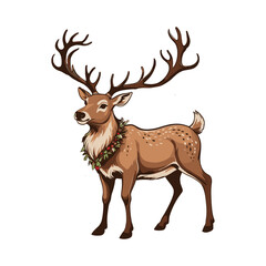 Majestic Deer with Holiday Wreath