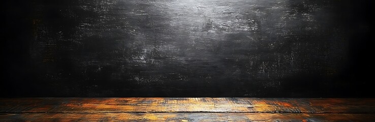 Dark Rustic Wooden Surface with Black Vintage Background