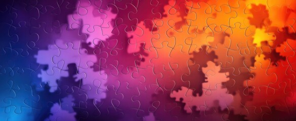 Fototapeta premium Vibrant Chaos: Dynamic Puzzle Pieces in Gradient Colors