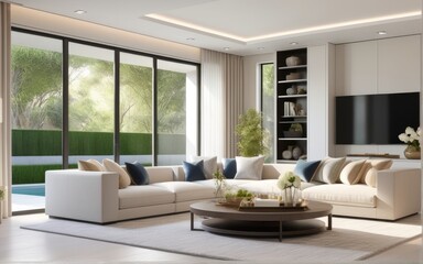 Fototapeta premium Model interior design of living room (3D Render)