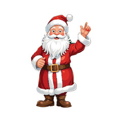 Cheerful Santa Claus with Red Suit and White Beard