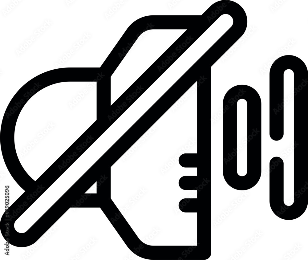 Poster simple vector icon of a speaker with sound waves and a diagonal line over it, indicating silence