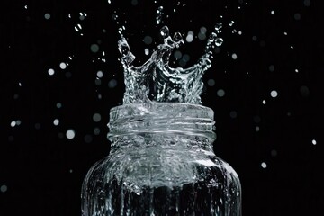 Clear glass bottle filled with chilled water