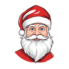 Classic Santa Claus with Bright Blue Eyes and Cheerful Expression