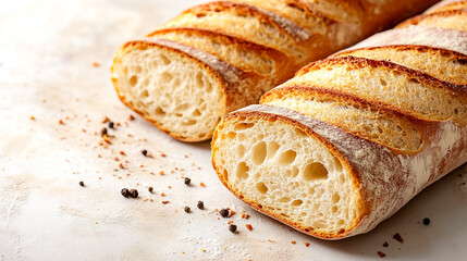 Naklejka premium Two slices of bread with pepper on a white background
