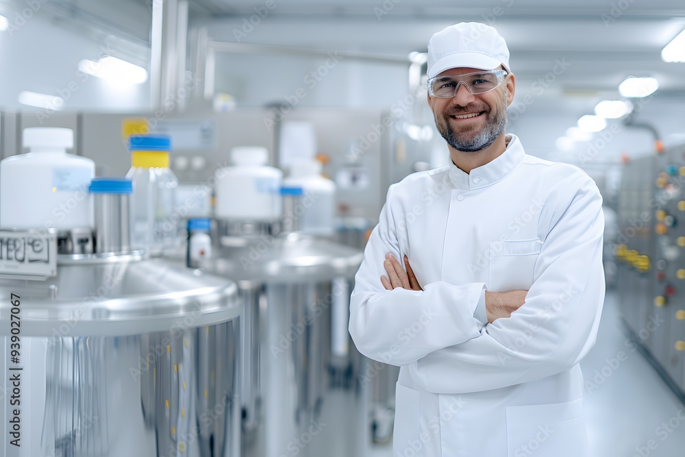 Sticker portrait of a scientist in a laboratory