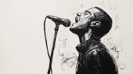 darwing of a male singer with microphone