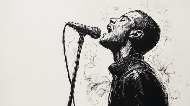 darwing of a male singer with microphone