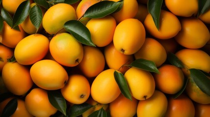 Group of yellow fresh ripe mango pattern. ai generated art image