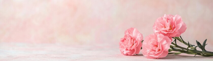 Delicate pink carnation on a soft pastel background, perfect for greetings, celebrations, or floral designs.