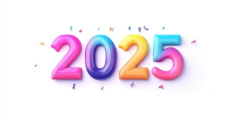 Colorful 3D Text for New Year 2025