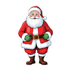 Jolly Santa Claus in Classic Red Suit with Green Gloves