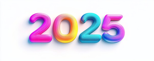 Naklejka premium Colorful 3D Text for New Year 2025