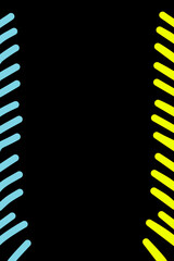Black background with yellow and blue border